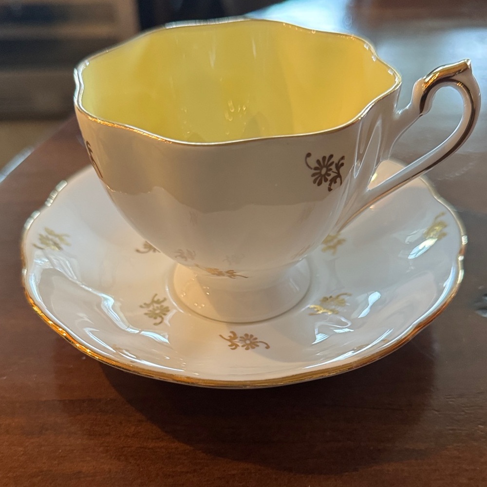 Princess Anne Vintage Elegant Cream and Gold Teacup and Saucer